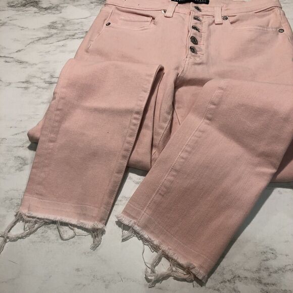Veronica Beard Debbie Ankle Skinny High Rise Jeans 27 Button Fly Pink Stretch - Picture 5 of 14